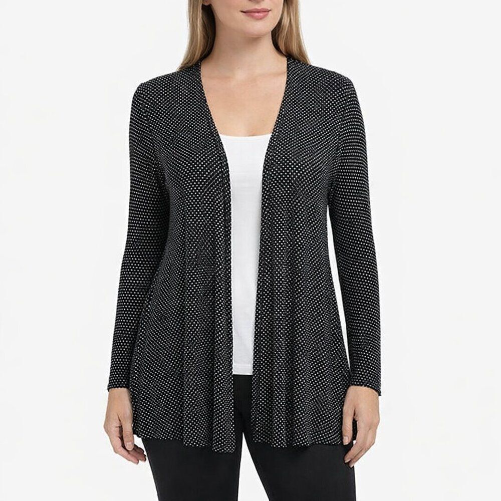J. Jill Wearever Cardigan Size MP Black & White Polka Dot